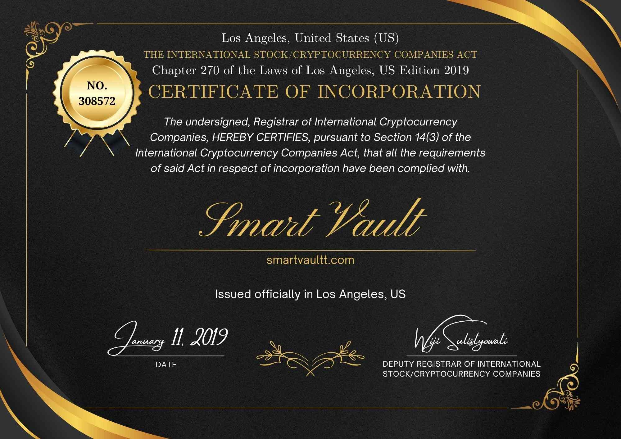 Certificate of incorporation